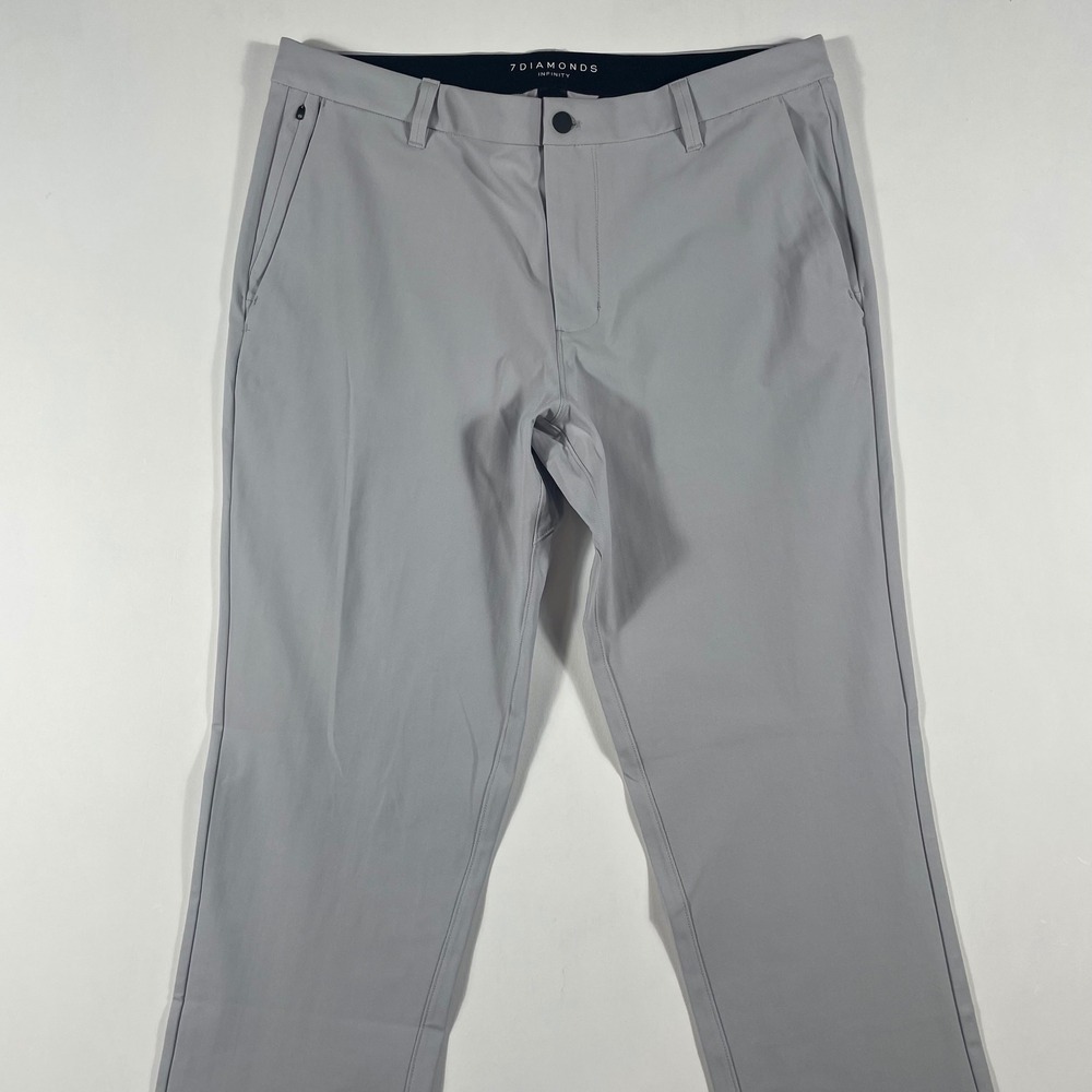 7 Diamonds Chino Pants Men 36x34 Infinity Technical Performance Gray Lightweight